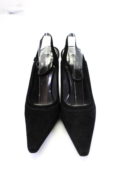 Vera Wang Womens Pointed Toe Slingback Stiletto Pumps Black Suede Size 7.5
