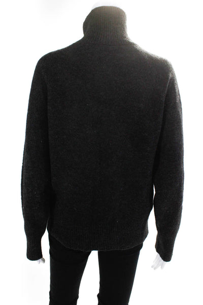 Arket Womens Knit Alpaca & Merino V-Neck Sweater Top Charcoal Gray Size S