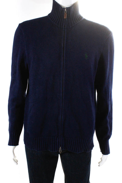 Polo Ralph Lauren Mens Cotton Mock Neck Long Sleeve Full Zip Sweater Navy Size S