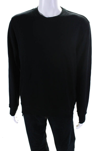J Brand Mens Cotton Knit Crew Neck Side-Zips Pullover Sweatshirt Black Size M