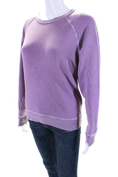 The Great Women's Crewneck Long Sleeves Distress Sweatshirt Purple Size 0