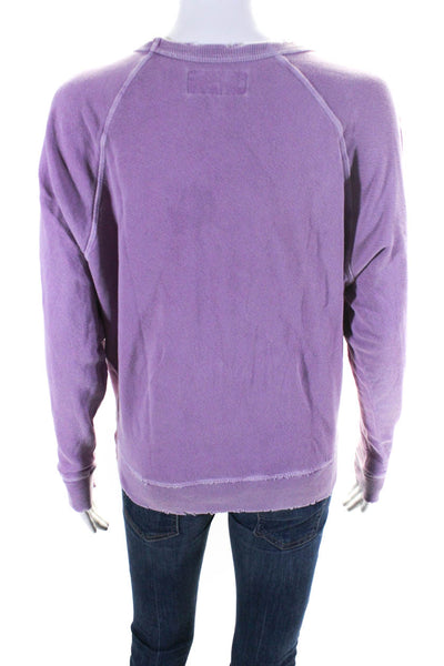 The Great Women's Crewneck Long Sleeves Distress Sweatshirt Purple Size 0