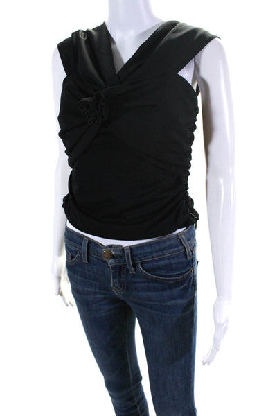 Wayf Women's V-Neck Sleeveless Cinch Black Blouse Size M