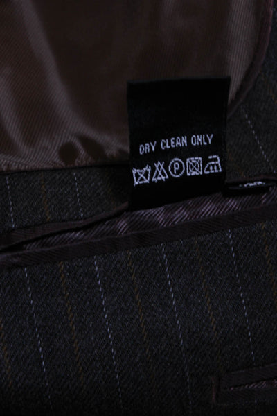 Michael Brandon Mens Wool Pinstripe Long Sleeve Two-Button Blazer Brown Size 42