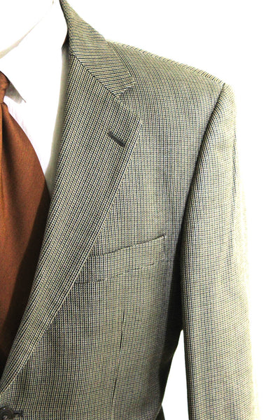 Pronto Uomo Mens Silk Striped Two-Button Long Sleeve Blazer Jacket Green Size 42