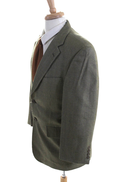 Pronto Uomo Mens Silk Striped Two-Button Long Sleeve Blazer Jacket Green Size 42