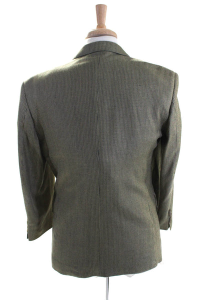 Pronto Uomo Mens Silk Striped Two-Button Long Sleeve Blazer Jacket Green Size 42