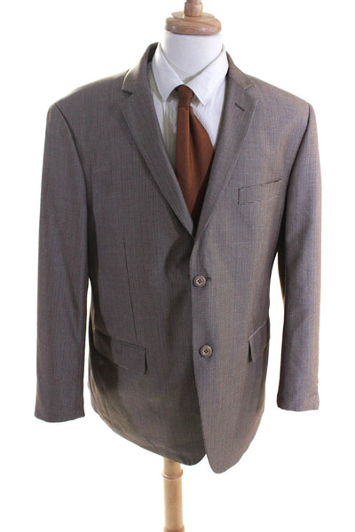 Vitali Men Houndstooth Iridescent Lined Long Sleeve Blazer Jacket Brown Size 44