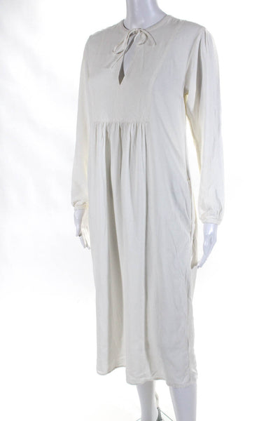 James Perse Womens Textured Long Sleeve Mid-Calf Tunic Dress Ivory White Size XS