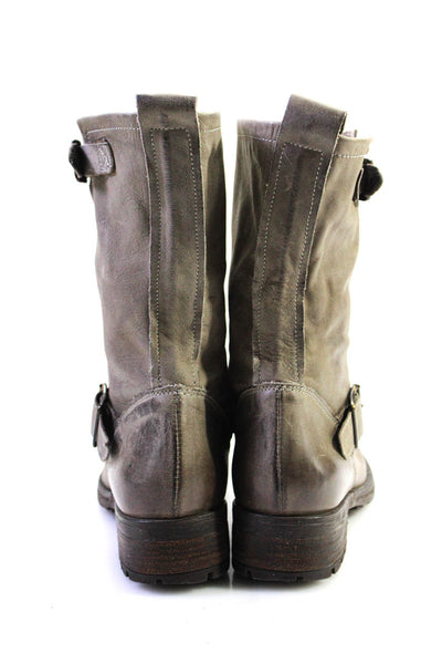 Giorgio Brutini Womens Leather Double Buckle Mid-Calf Boots Gray Size 9US 39EU