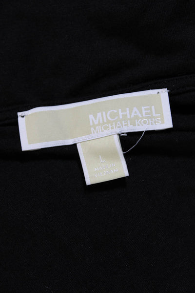 Michael Michael Kors Womens Long Sleeves V Neck Layered Blouse Black Size Large