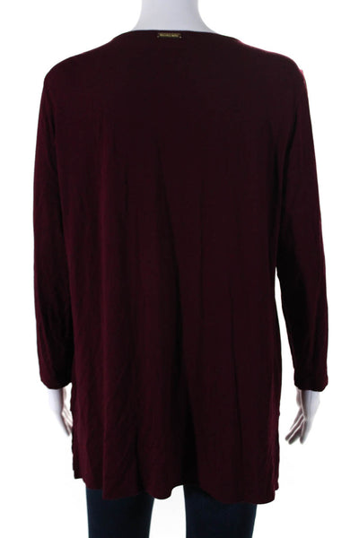 Michael Michael Kors Womens Long Sleeves V Neck Blouse Wine Red Size Large