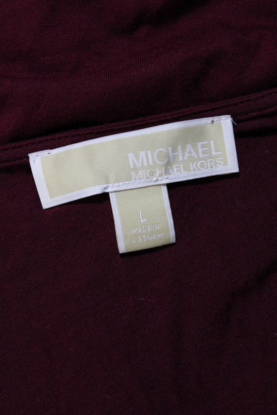 Michael Michael Kors Womens Long Sleeves V Neck Blouse Wine Red Size Large