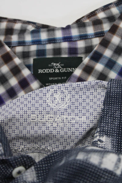 Bugatchi Rodd & Gunn Mens Plaid Abstract Dress Shirts Blue White Size 3XL Lot 2