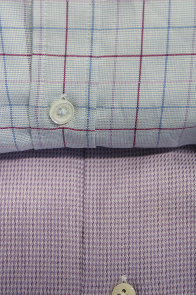 Bugatchi David Donahue Mens Button Up Dress Shirts Blue Purple Size 17 3XL Lot 2
