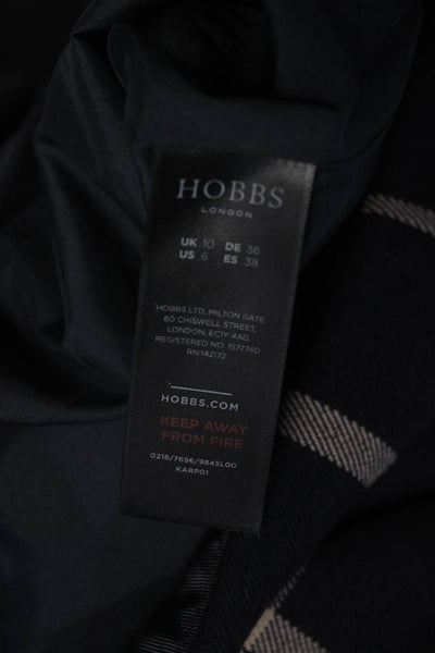 Hobbs London Womens Check Print Split Hem Knee Length A-Line Skirt Navy Size 6US