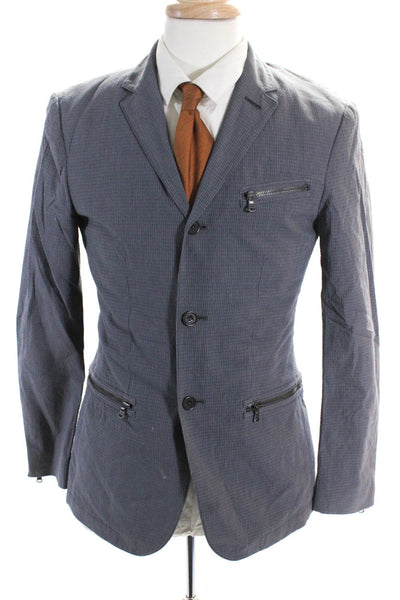 John Varvatos Star USA Mens Striped Three Button Blazer Jacket Gray Size 36