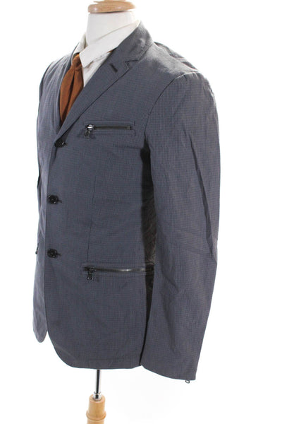 John Varvatos Star USA Mens Striped Three Button Blazer Jacket Gray Size 36