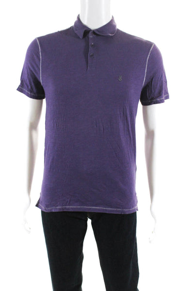 John Varvatos Star USA Mens Short Sleeves Rugby Shirt Purple Cotton Size Small