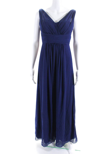 Bill Levkoff Womens Sleeveless High Waist A Line Evening Gown Blue Size 0