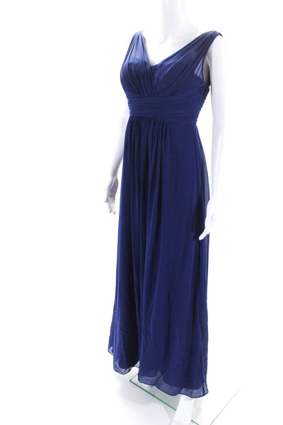 Bill Levkoff Womens Sleeveless High Waist A Line Evening Gown Blue Size 0