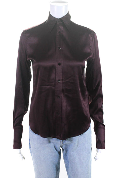 Ralph Lauren Black Label Womens Button Up Collared Silk Shirt Red Size 2