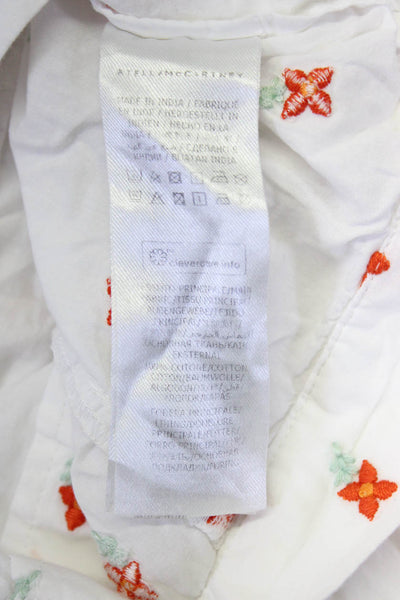Stella McCartney Kids Girls Cotton Floral Print Ruffled Blouse White Size 14