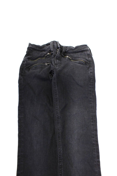 Rag & Bone Girls Cotton Zipped Hem Buttoned Skinny Leg Jeans Black Size EUR25