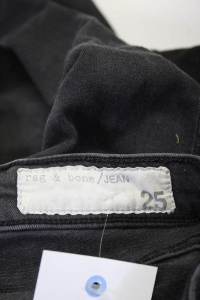 Rag & Bone Girls Cotton Zipped Hem Buttoned Skinny Leg Jeans Black Size EUR25