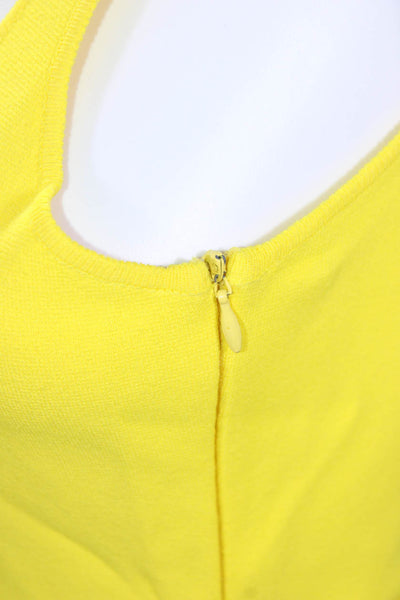 Esteban Cortazar Womens Crew Neck Cut Out Knit Sheath Dress Yellow Size Small