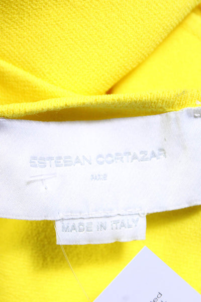 Esteban Cortazar Womens Crew Neck Cut Out Knit Sheath Dress Yellow Size Small