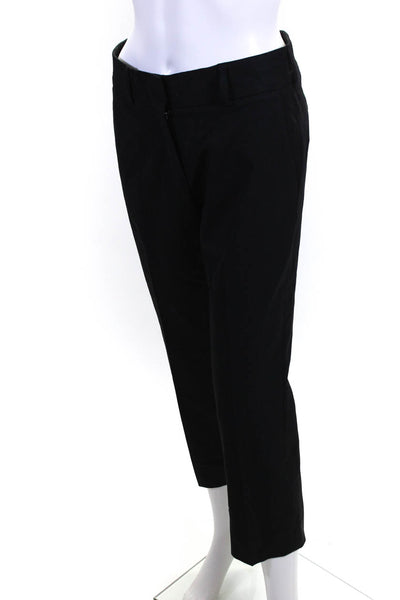 Piazza Sempione Womens Mid Rise Pleated Cropped Pants Black Wool Size IT 40