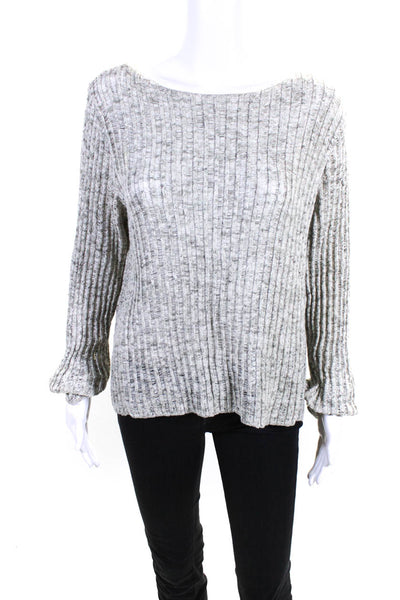 Eileen Fisher Womens Loose Knit Boat Neck Sweater Beige Ivory Cotton Size Large