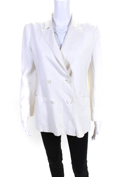 Theory Womens Linen Blend Double Breasted Rizy Sauve Jacket White Size 6
