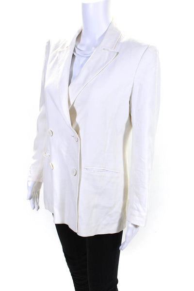 Theory Womens Linen Blend Double Breasted Rizy Sauve Jacket White Size 6