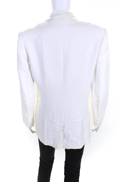 Theory Womens Linen Blend Double Breasted Rizy Sauve Jacket White Size 6