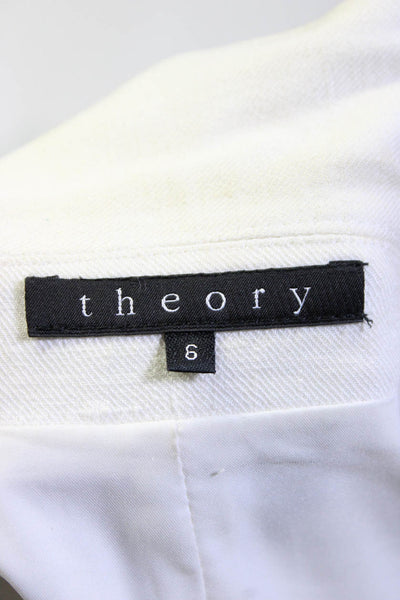 Theory Womens Linen Blend Double Breasted Rizy Sauve Jacket White Size 6