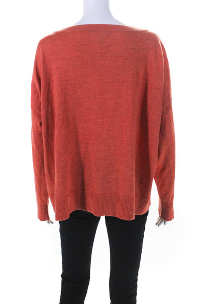 Eileen Fisher Womens Round Neck Boxy Sweatshirt Orange Wool Size Medium