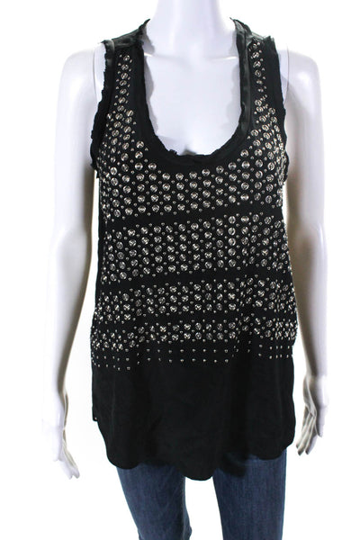 Rebecca Taylor Womens Silk Metal Studded Tank Top Black Size 6