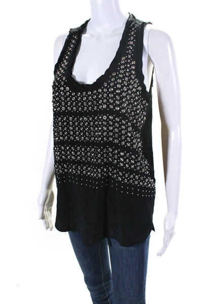 Rebecca Taylor Womens Silk Metal Studded Tank Top Black Size 6