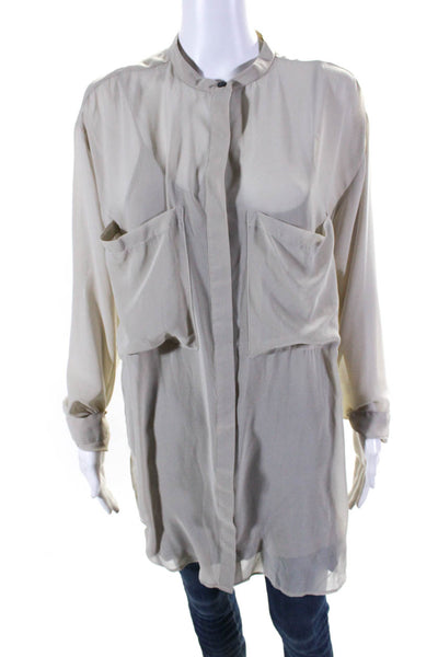 PJK Patterson J Kincaid Women's Long Sleeves Button Up Blouse Gray Size S