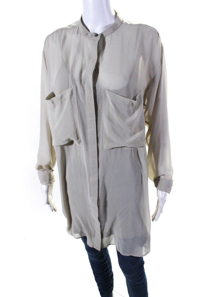 PJK Patterson J Kincaid Women's Long Sleeves Button Up Blouse Gray Size S