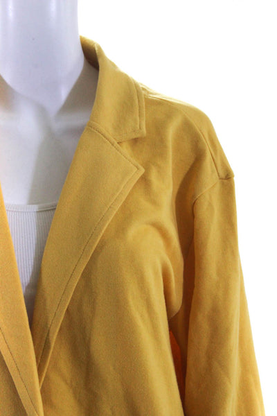 Caslon Women's Collar Long Sleeves One Button Pocket Jacket Yellow Size L