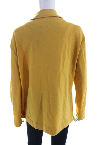 Caslon Women's Collar Long Sleeves One Button Pocket Jacket Yellow Size L