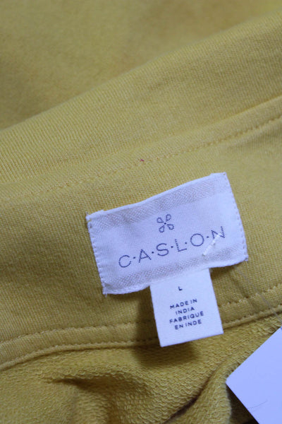 Caslon Women's Collar Long Sleeves One Button Pocket Jacket Yellow Size L