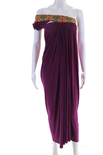 J.Angelique Womens Embroidered Back Tied Sleeveless Halter Dress Purple Size XS