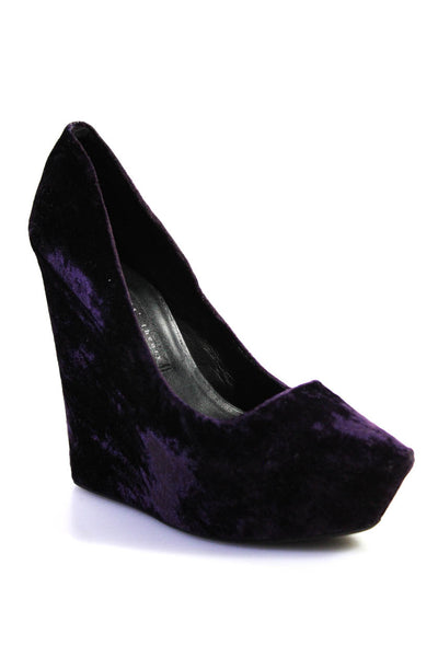Theyskens Theory Womens Velvet Pointed Toe Platform Wedge Heels Purple Size 6