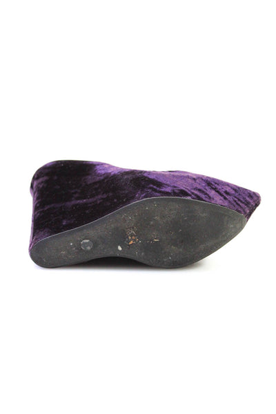Theyskens Theory Womens Velvet Pointed Toe Platform Wedge Heels Purple Size 6