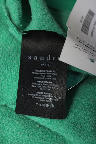 Sandro Womens Long Sleeves Crew Neck Pullover Sweatshirt Green Cotton Size 1
