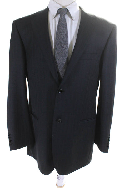 Mattarazi Uomo Mens Wool Pinstripe Print Two Button Blazer Jacket Gray Size 52 R